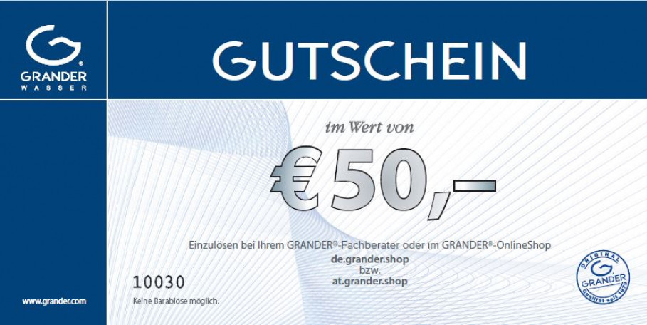 GRANDER-Gutscheine im OnlineShop - ideales Wohlfühl-Geschenk