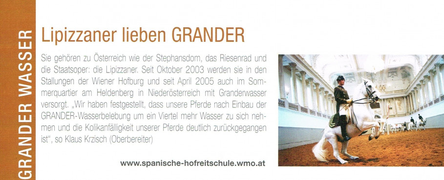 Die Wiener Lipizzaner und GRANDER, die Wasserbelebung